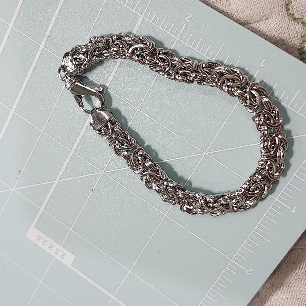 NWT JTV Rhodium Over Sterling Silver 8mm Domed Byzantine 7 " bracelet